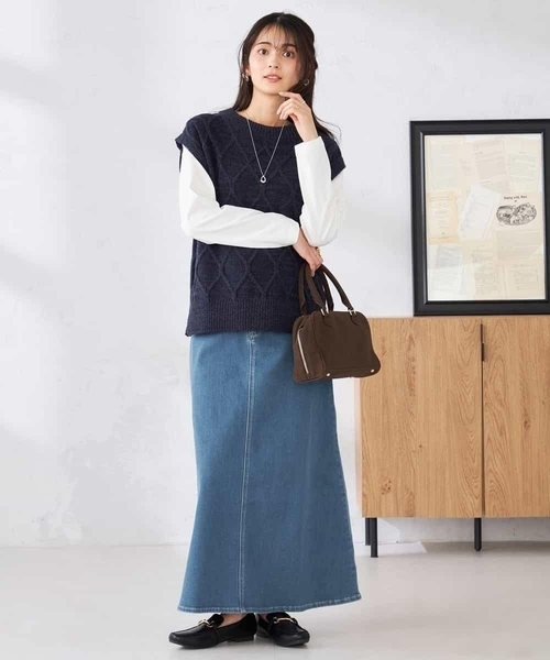 a.v.v(アーヴェヴェ)の「Aラインデニムスカート(デニムスカート・レディース・ブルー/ライトグレー/ネイビー・38/40/36)」の18枚目の写真