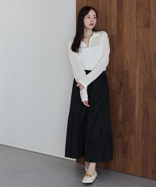 J by blue(ジェイバイブルー)の「スキッパーシアーニット(ニット/セーター・レディース・ネイビー/ブルー/ホワイト・MEDIUM)」の8枚目の写真