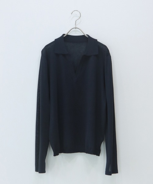 J by blue(ジェイバイブルー)の「スキッパーシアーニット(ニット/セーター・レディース・ネイビー/ブルー/ホワイト・MEDIUM)」の21枚目の写真