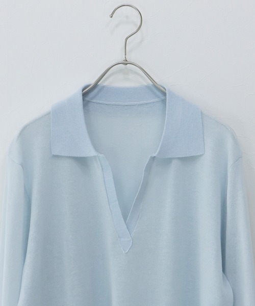 J by blue(ジェイバイブルー)の「スキッパーシアーニット(ニット/セーター・レディース・ネイビー/ブルー/ホワイト・MEDIUM)」の22枚目の写真