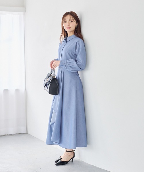 Andemiu(アンデミュウ)の「ラッフルフリルワンピース641057(ワンピース・レディース・ベージュ/ブルー/チャコールグレー・FREE)」の1枚目の写真