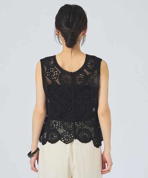 qualite（カリテ）の「【前後2WAY仕様】スカラップレース2WAYブラウス/春服/夏服/レース/ベスト（ベスト・レディース・ブラック/オフホワイト・フリー）」の12枚目の写真