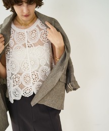 qualite | 【前後2WAY仕様】スカラップレース2WAYブラウス/春服/夏服/レース/ベスト(ベスト)