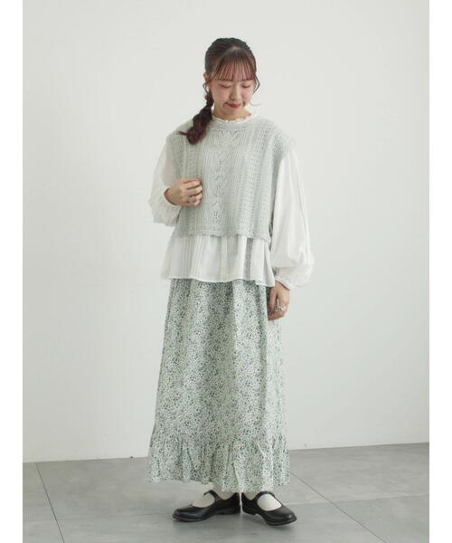 TSUHARU by Samansa Mos2（ツハルバイサマンサモスモス）の「【LIBERTY】BEATRICE柄裾フリルスカート（スカート・レディース・ラベンダー・F）」の14枚目の写真