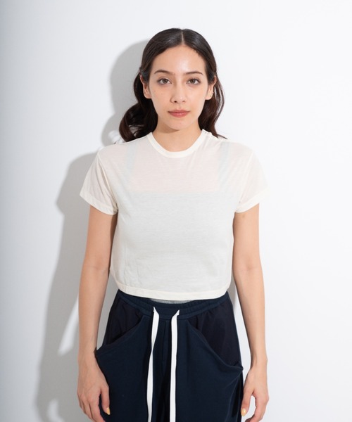 CAROUSE LAMBRA(ケラウズランブラ)の「DOT SS CREW COTTON NYLON(Tシャツ/カットソー・レディース・ナチュラル/ブラック・FREE)」の1枚目の写真