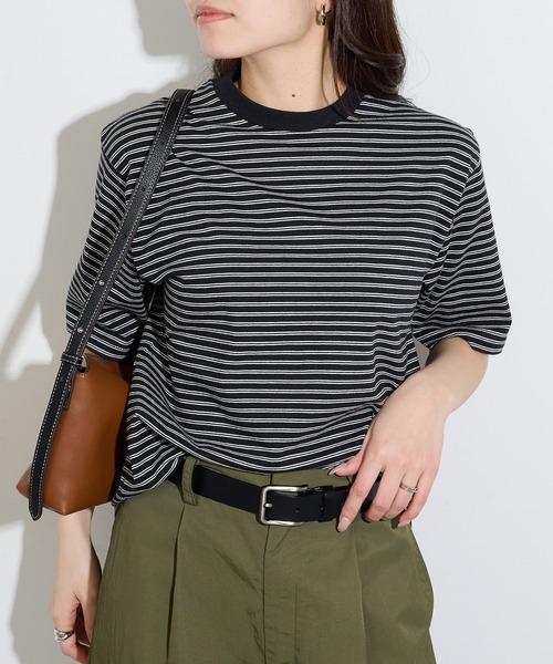 Healthknit（ヘルスニット）の「【Healthknit】26SS Classic Border Jersey Crewneck S/S 51049（Tシャツ/カットソー・レディース・パープル/ブラック・FREE）」の3枚目の写真