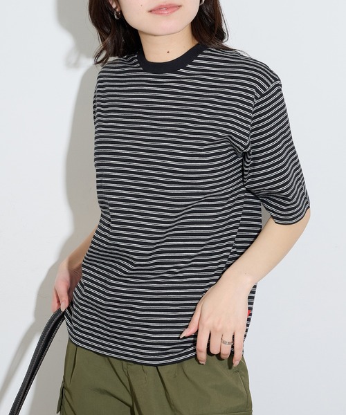 Healthknit（ヘルスニット）の「【Healthknit】26SS Classic Border Jersey Crewneck S/S 51049（Tシャツ/カットソー・レディース・パープル/ブラック・FREE）」の5枚目の写真