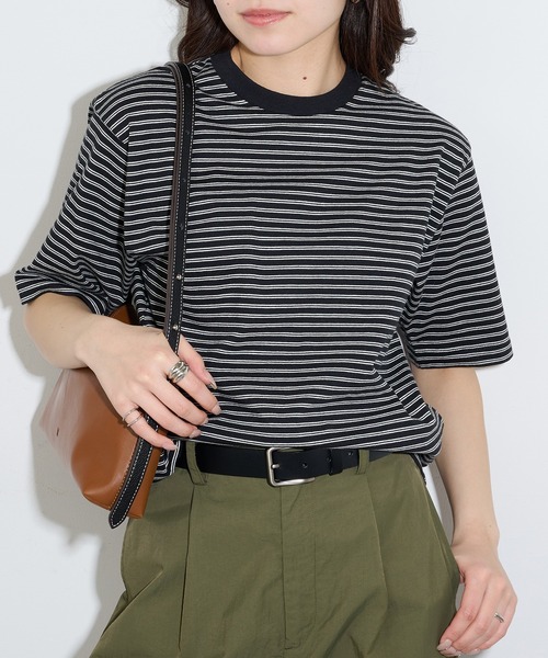 Healthknit（ヘルスニット）の「【Healthknit】26SS Classic Border Jersey Crewneck S/S 51049（Tシャツ/カットソー・レディース・パープル/ブラック・FREE）」の4枚目の写真