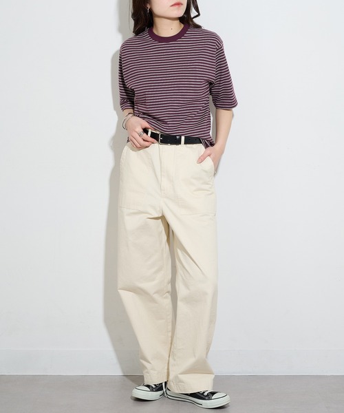 Healthknit（ヘルスニット）の「【Healthknit】26SS Classic Border Jersey Crewneck S/S 51049（Tシャツ/カットソー・レディース・パープル/ブラック・FREE）」の15枚目の写真