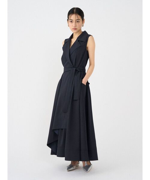 LAGUNAMOON(ラグナムーン)の「アシメヘムトレンチワンピース 【夏服】(ワンピース・レディース・ネイビー/グレー/ライトグレー/インディゴブルー/ブラック・MEDIUM/SMALL)」の4枚目の写真