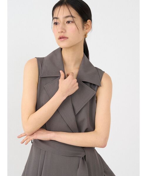 LAGUNAMOON(ラグナムーン)の「アシメヘムトレンチワンピース 【夏服】(ワンピース・レディース・ネイビー/グレー/ライトグレー/インディゴブルー/ブラック・MEDIUM/SMALL)」の3枚目の写真