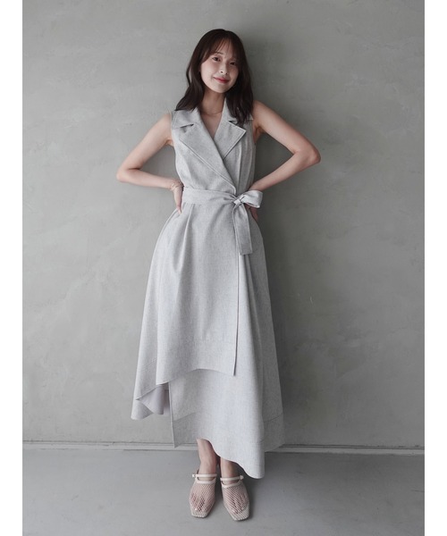 LAGUNAMOON(ラグナムーン)の「アシメヘムトレンチワンピース 【夏服】(ワンピース・レディース・ネイビー/グレー/ライトグレー/インディゴブルー/ブラック・MEDIUM/SMALL)」の1枚目の写真