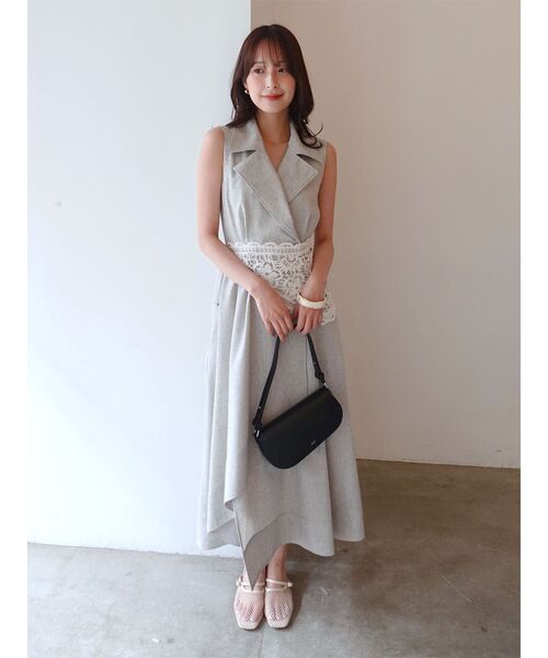 LAGUNAMOON(ラグナムーン)の「アシメヘムトレンチワンピース 【夏服】(ワンピース・レディース・ネイビー/グレー/ライトグレー/インディゴブルー/ブラック・MEDIUM/SMALL)」の7枚目の写真