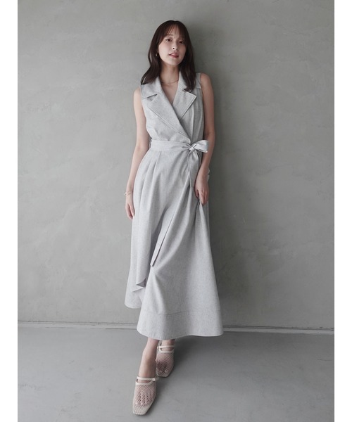 LAGUNAMOON(ラグナムーン)の「アシメヘムトレンチワンピース 【夏服】(ワンピース・レディース・ネイビー/グレー/ライトグレー/インディゴブルー/ブラック・MEDIUM/SMALL)」の12枚目の写真