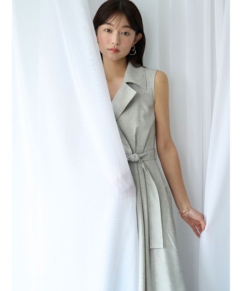 LAGUNAMOON(ラグナムーン)の「アシメヘムトレンチワンピース 【夏服】(ワンピース・レディース・ネイビー/グレー/ライトグレー/インディゴブルー/ブラック・MEDIUM/SMALL)」の14枚目の写真