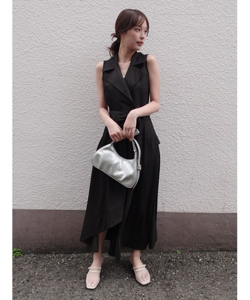 LAGUNAMOON(ラグナムーン)の「アシメヘムトレンチワンピース 【夏服】(ワンピース・レディース・ネイビー/グレー/ライトグレー/インディゴブルー/ブラック・MEDIUM/SMALL)」の16枚目の写真