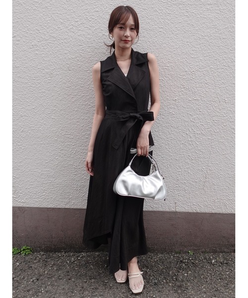 LAGUNAMOON(ラグナムーン)の「アシメヘムトレンチワンピース 【夏服】(ワンピース・レディース・ネイビー/グレー/ライトグレー/インディゴブルー/ブラック・MEDIUM/SMALL)」の15枚目の写真