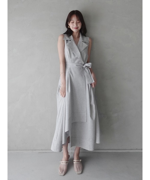 LAGUNAMOON(ラグナムーン)の「アシメヘムトレンチワンピース 【夏服】(ワンピース・レディース・ネイビー/グレー/ライトグレー/インディゴブルー/ブラック・MEDIUM/SMALL)」の10枚目の写真