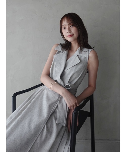 LAGUNAMOON(ラグナムーン)の「アシメヘムトレンチワンピース 【夏服】(ワンピース・レディース・ネイビー/グレー/ライトグレー/インディゴブルー/ブラック・MEDIUM/SMALL)」の8枚目の写真