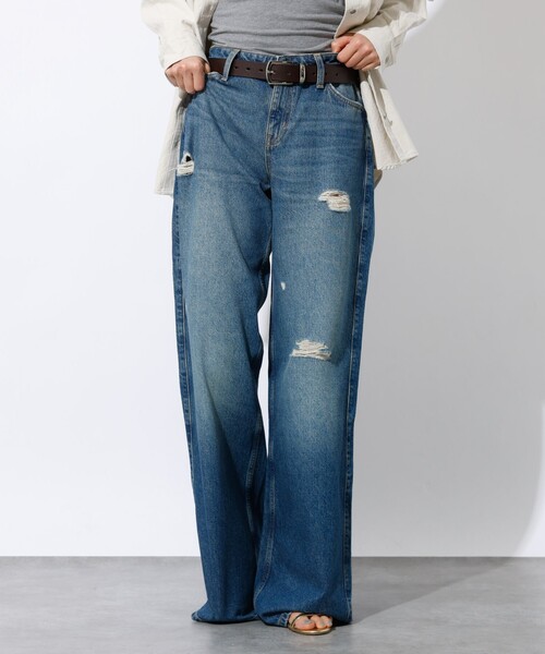 GUESS JEANS(ゲスジーンズ)の「【GUESS JEANS/ゲスジーンズ】GJ G11 WIDE LEG/ワイルドレッグデニムジーンズ/W4BA0YD5CCA/ヴィンテージウォッシュ加工(デニムパンツ・レディース・インディゴブルー・26/25/24)」の1枚目の写真