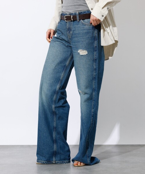 GUESS JEANS(ゲスジーンズ)の「【GUESS JEANS/ゲスジーンズ】GJ G11 WIDE LEG/ワイルドレッグデニムジーンズ/W4BA0YD5CCA/ヴィンテージウォッシュ加工(デニムパンツ・レディース・インディゴブルー・26/25/24)」の7枚目の写真
