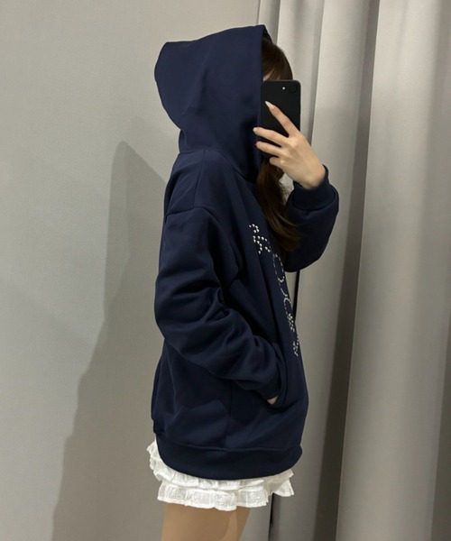 Birthday room(バースデイルーム)の「スタッズ付きダブルジップパーカー/Studded double-zip hoodie(パーカー・レディース・ネイビー・FREE)」の7枚目の写真