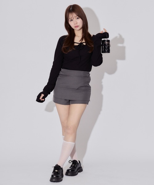 ALLuRing ChaRm(アリュリングチャーム)の「A-line Skirt Pants / Aラインスカートパンツ(スカート・レディース・グレー/ブラック・S/M)」の10枚目の写真