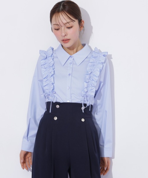 JILL by JILL STUART（ジルバイジルスチュアート）の「ショルダーフリルブラウス（シャツ/ブラウス・レディース・ブラック/ブルー/ホワイト・FREE）」の5枚目の写真