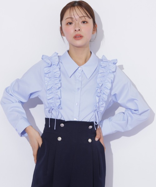 JILL by JILL STUART（ジルバイジルスチュアート）の「ショルダーフリルブラウス（シャツ/ブラウス・レディース・ブラック/ブルー/ホワイト・FREE）」の4枚目の写真