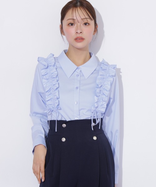 JILL by JILL STUART（ジルバイジルスチュアート）の「ショルダーフリルブラウス（シャツ/ブラウス・レディース・ブラック/ブルー/ホワイト・FREE）」の6枚目の写真