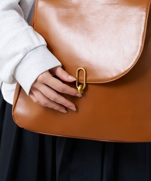 BIRTHDAY BAR(バースデイバー)の「≪ZOZOTOWN先行販売≫ターンロックワンハンドルレザートートバッグ(トートバッグ・レディース・ブラック/キャメル・0)」の12枚目の写真