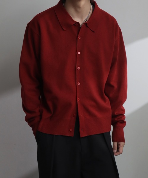 welise（ウェライズ）の「【welise/ウェライズ】ベーシックスムースニット ショート丈 ボタンポロカーディガン/ニットシャツ（カーディガン/ボレロ・メンズ・アイボリー/ブラック系その他/ブルーグレー/ブラック/レッド/チャコールグレー/グレー・L/M/S）」の7枚目の写真