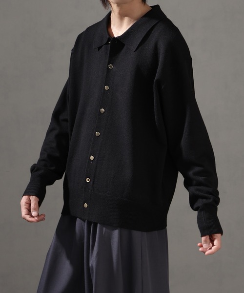 welise（ウェライズ）の「【welise/ウェライズ】ベーシックスムースニット ショート丈 ボタンポロカーディガン/ニットシャツ（カーディガン/ボレロ・メンズ・アイボリー/ブラック系その他/ブルーグレー/ブラック/レッド/チャコールグレー/グレー・L/M/S）」の18枚目の写真