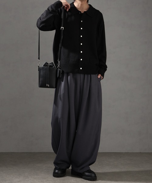 welise（ウェライズ）の「【welise/ウェライズ】ベーシックスムースニット ショート丈 ボタンポロカーディガン/ニットシャツ（カーディガン/ボレロ・メンズ・アイボリー/ブラック系その他/ブルーグレー/ブラック/レッド/チャコールグレー/グレー・L/M/S）」の21枚目の写真