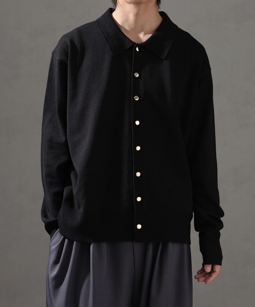 welise（ウェライズ）の「【welise/ウェライズ】ベーシックスムースニット ショート丈 ボタンポロカーディガン/ニットシャツ（カーディガン/ボレロ・メンズ・アイボリー/ブラック系その他/ブルーグレー/ブラック/レッド/チャコールグレー/グレー・L/M/S）」の19枚目の写真