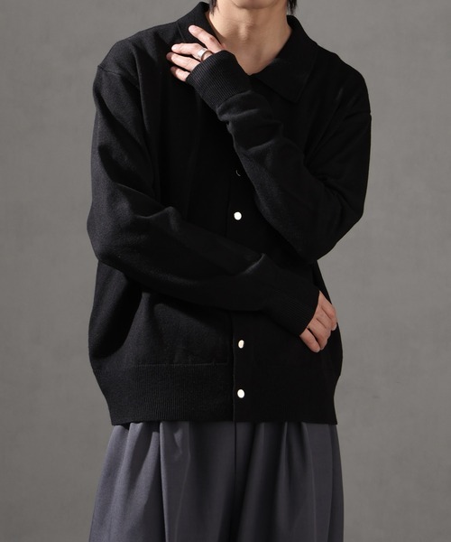 welise（ウェライズ）の「【welise/ウェライズ】ベーシックスムースニット ショート丈 ボタンポロカーディガン/ニットシャツ（カーディガン/ボレロ・メンズ・アイボリー/ブラック系その他/ブルーグレー/ブラック/レッド/チャコールグレー/グレー・L/M/S）」の20枚目の写真