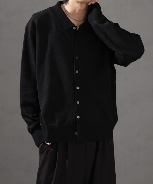 welise（ウェライズ）の「【welise/ウェライズ】ベーシックスムースニット ショート丈 ボタンポロカーディガン/ニットシャツ（カーディガン/ボレロ・メンズ・アイボリー/ブラック系その他/ブルーグレー/ブラック/レッド/チャコールグレー/グレー・L/M/S）」の11枚目の写真
