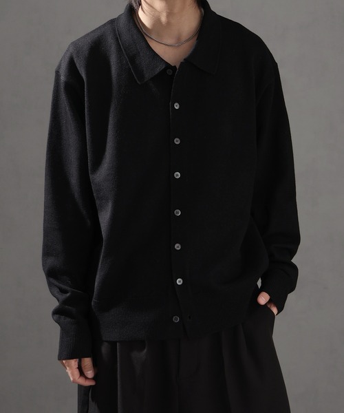 welise（ウェライズ）の「【welise/ウェライズ】ベーシックスムースニット ショート丈 ボタンポロカーディガン/ニットシャツ（カーディガン/ボレロ・メンズ・アイボリー/ブラック系その他/ブルーグレー/ブラック/レッド/チャコールグレー/グレー・L/M/S）」の10枚目の写真