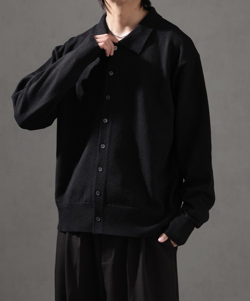 welise（ウェライズ）の「【welise/ウェライズ】ベーシックスムースニット ショート丈 ボタンポロカーディガン/ニットシャツ（カーディガン/ボレロ・メンズ・アイボリー/ブラック系その他/ブルーグレー/ブラック/レッド/チャコールグレー/グレー・L/M/S）」の12枚目の写真