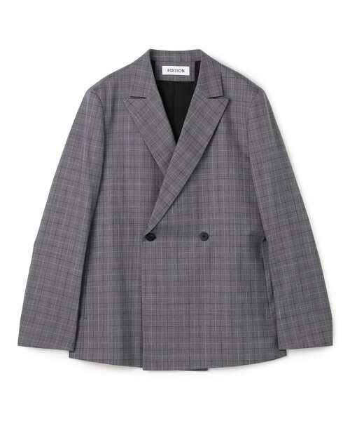 EDITION（エディション）の「【WEB先行予約】Super120'sウォッシャブルウール ダブルブレストジャケット（テーラードジャケット・レディース・ブラック/グレー系その他2/グリーン・34/36）」の3枚目の写真