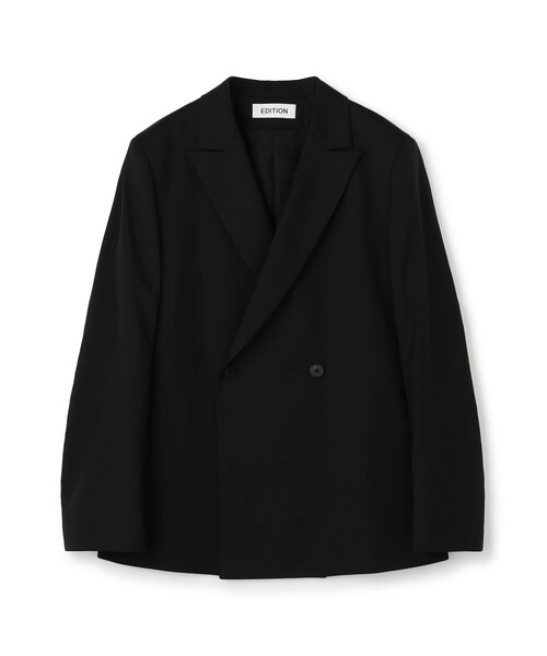 EDITION（エディション）の「【WEB先行予約】Super120'sウォッシャブルウール ダブルブレストジャケット（テーラードジャケット・レディース・ブラック/グレー系その他2/グリーン・34/36）」の2枚目の写真