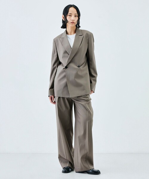 EDITION（エディション）の「【WEB先行予約】Super120'sウォッシャブルウール ダブルブレストジャケット（テーラードジャケット・レディース・ブラック/グレー系その他2/グリーン・34/36）」の4枚目の写真