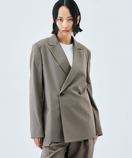 EDITION（エディション）の「【WEB先行予約】Super120'sウォッシャブルウール ダブルブレストジャケット（テーラードジャケット・レディース・ブラック/グレー系その他2/グリーン・34/36）」の5枚目の写真