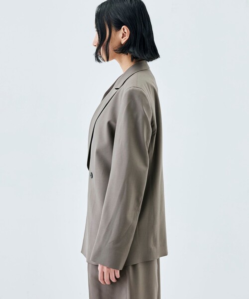 EDITION（エディション）の「【WEB先行予約】Super120'sウォッシャブルウール ダブルブレストジャケット（テーラードジャケット・レディース・ブラック/グレー系その他2/グリーン・34/36）」の6枚目の写真