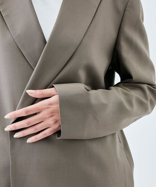 EDITION（エディション）の「【WEB先行予約】Super120'sウォッシャブルウール ダブルブレストジャケット（テーラードジャケット・レディース・ブラック/グレー系その他2/グリーン・34/36）」の11枚目の写真