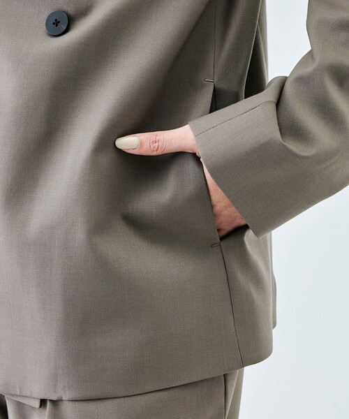 EDITION（エディション）の「【WEB先行予約】Super120'sウォッシャブルウール ダブルブレストジャケット（テーラードジャケット・レディース・ブラック/グレー系その他2/グリーン・34/36）」の12枚目の写真