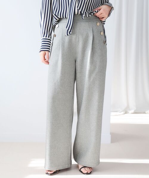 le.coeur blanc（ルクールブラン）の「【日本製】メランジ調マリンワイドパンツ（その他パンツ・レディース・ライトグレー/ネイビー・38/36）」の2枚目の写真