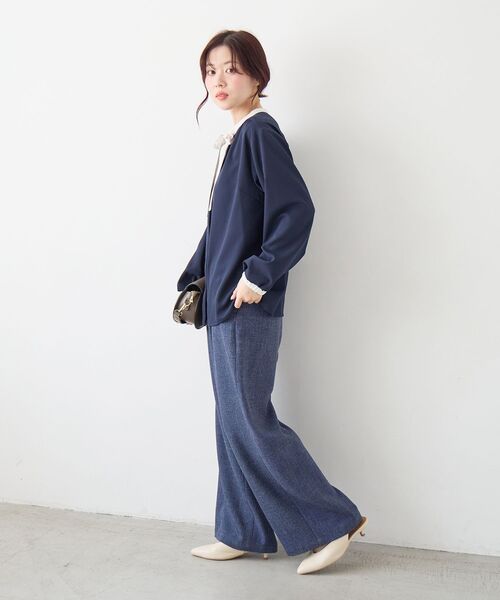 le.coeur blanc（ルクールブラン）の「【日本製】メランジ調マリンワイドパンツ（その他パンツ・レディース・ライトグレー/ネイビー・38/36）」の18枚目の写真