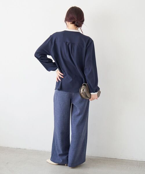 le.coeur blanc（ルクールブラン）の「【日本製】メランジ調マリンワイドパンツ（その他パンツ・レディース・ライトグレー/ネイビー・38/36）」の19枚目の写真