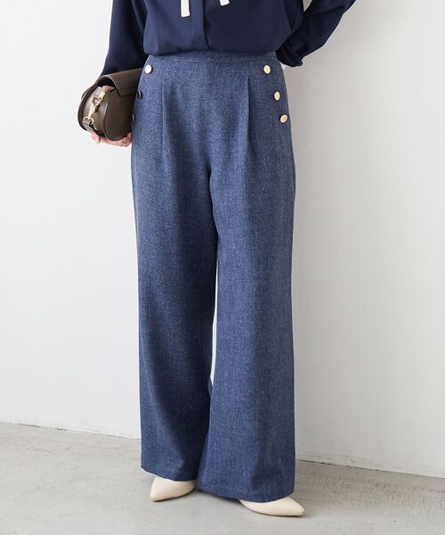 le.coeur blanc（ルクールブラン）の「【日本製】メランジ調マリンワイドパンツ（その他パンツ・レディース・ライトグレー/ネイビー・38/36）」の22枚目の写真